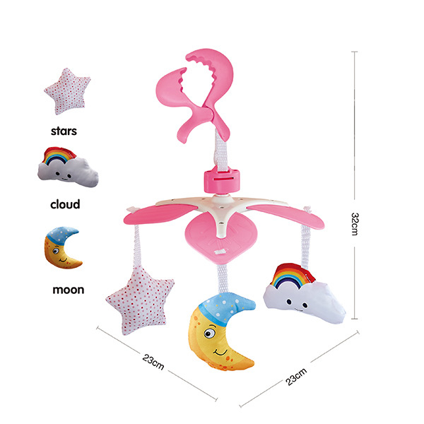 Carusel mobil cu 3 figurine, pentru patut sau carucior, Bedside Bell, roz [3]