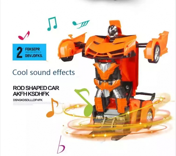 Robot transformer, masina si robot, cu telecomanda, portocaliu