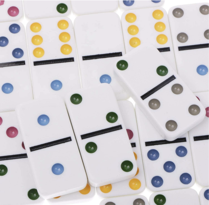 Joc clasic de Domino Double Six, 28 piese in cutie metalica de depozitare [6]