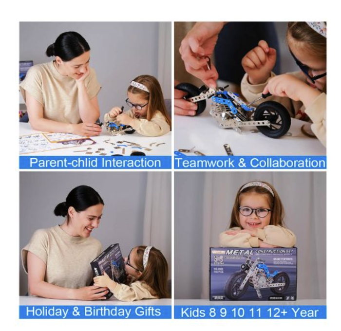 Joc constructii din metal 283 piese - masina de teren decapotabila verde, 8 ani+ [4]