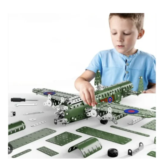 Joc constructii din metal 389 piese - avion militar clasic, 8 ani+ [5]