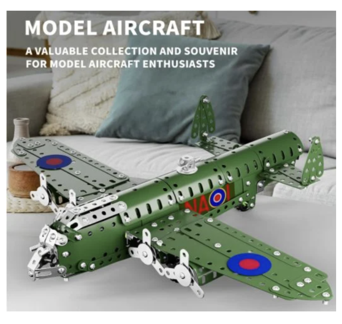 Joc constructii din metal 389 piese - avion militar clasic, 8 ani+ [3]