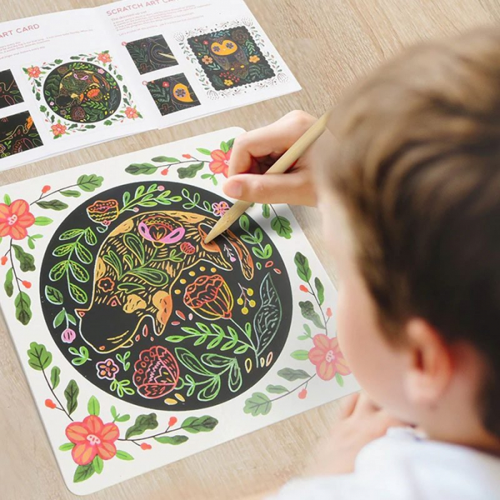 Joc creativ de razuit Scratch Art Card, Mideer verde [3]