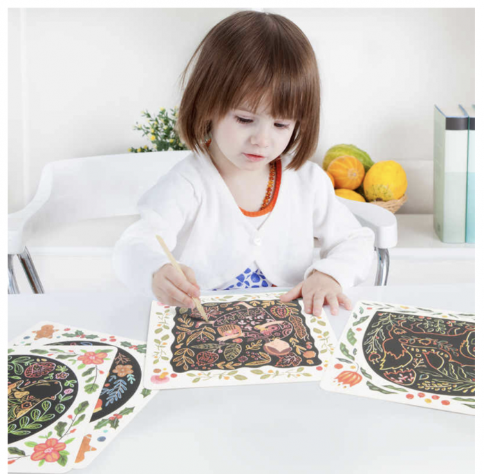Joc creativ de razuit Scratch Art Card, Mideer verde [6]