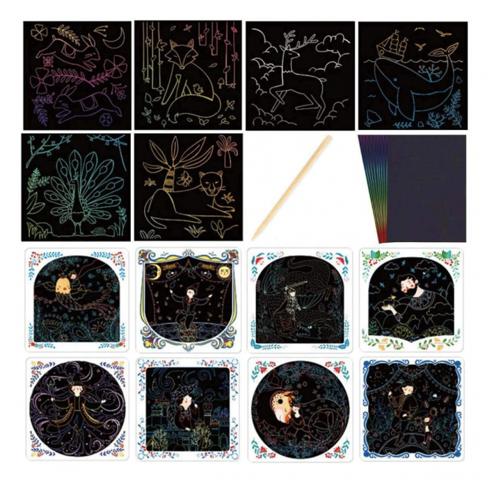 Joc creativ de razuit Scratch Art Card, Mideer verde [2]