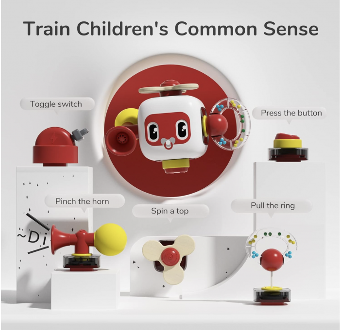 Joc Cub Busy Board cu claxon, multifunctional, 6 in 1 tine-l ocupat [2]