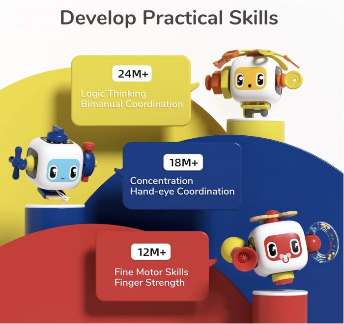 Joc Cub Busy Board cu claxon, multifunctional, 6 in 1 tine-l ocupat [7]