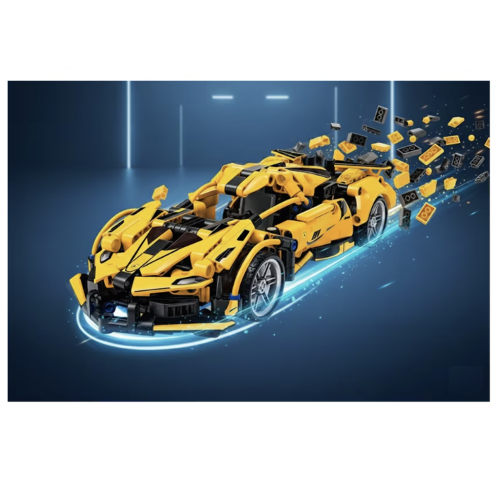 Joc de constructie Masina Galbena, scara 1:18, 422 piese [3]