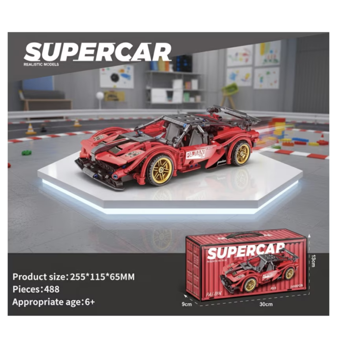 Joc de constructie Masina Rosie, scara 1:18, 482 piese [8]