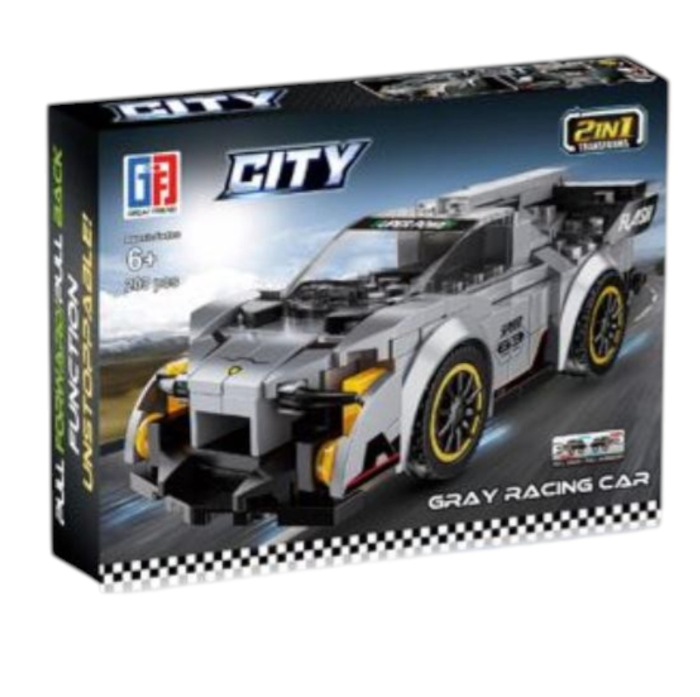 Joc de construit 2 in 1 masina de curse pull back si robot, 212 piese [5]