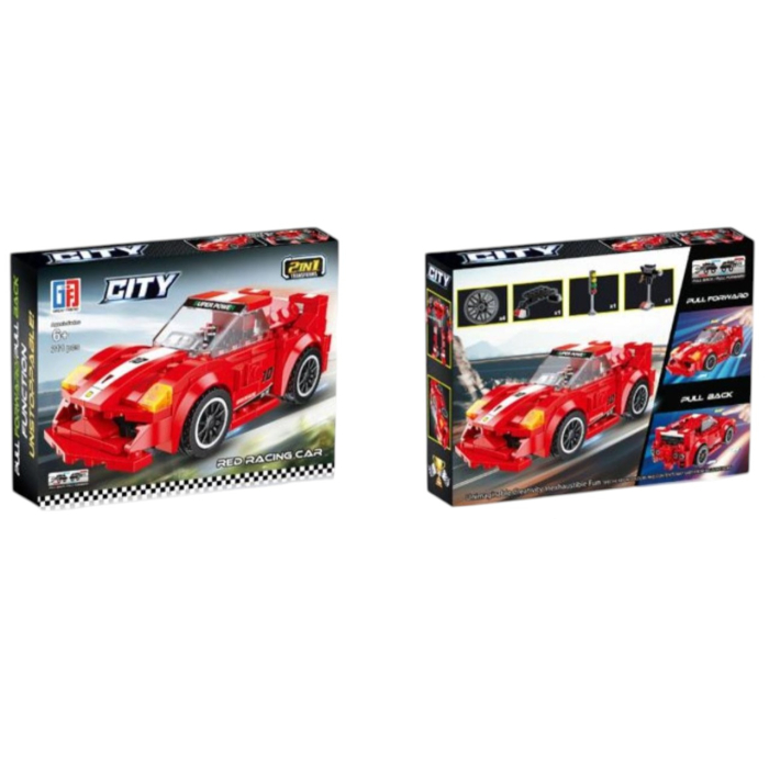 Joc de construit 2 in 1 masina de curse pull back si robot, 211 piese [2]