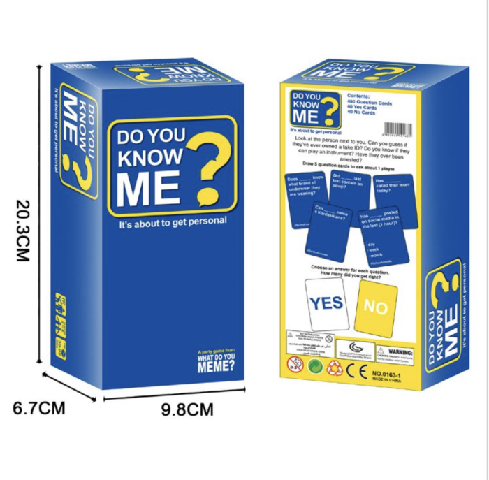 Joc de petrecere cu intrebari, Do You Know Me?, carti YES/NO, 2+ jucatori, 16 ani+ [5]