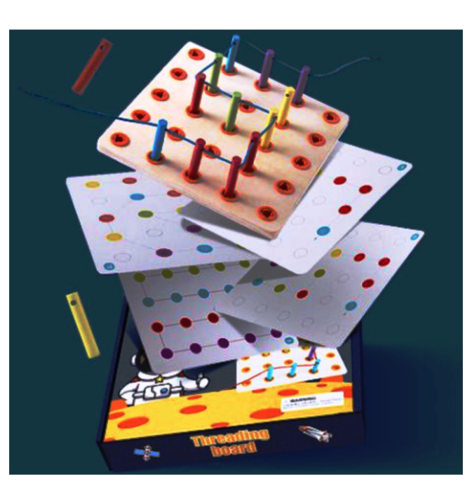 Joc de Indemanare cu Sireturi, Tabla Montessori din Lemn, Dezvoltare si Logica [6]