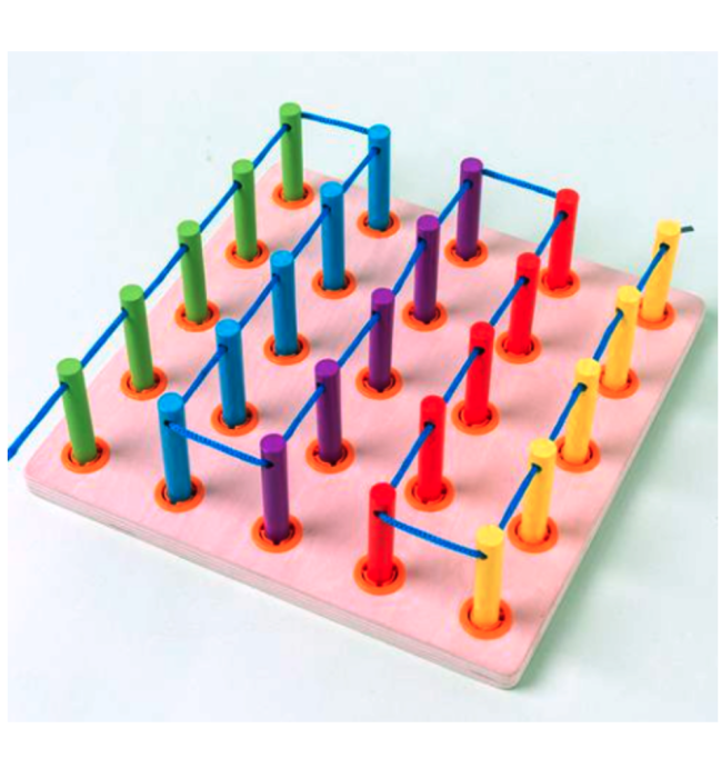 Joc de Indemanare cu Sireturi, Tabla Montessori din Lemn, Dezvoltare si Logica [5]