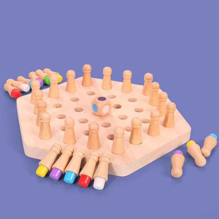 Joc de memorie Hexagonal Memory Chess, cu 24 pini, din lemn [3]