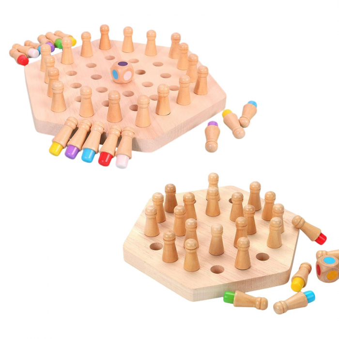 Joc de memorie Hexagonal Memory Chess, cu 24 pini, din lemn [4]