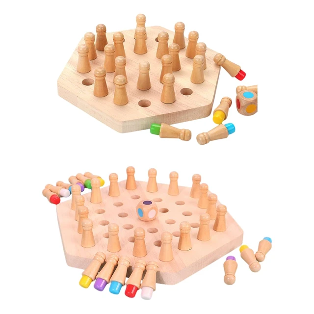 Joc de memorie Hexagonal Memory Chess, cu 24 pini, din lemn [2]