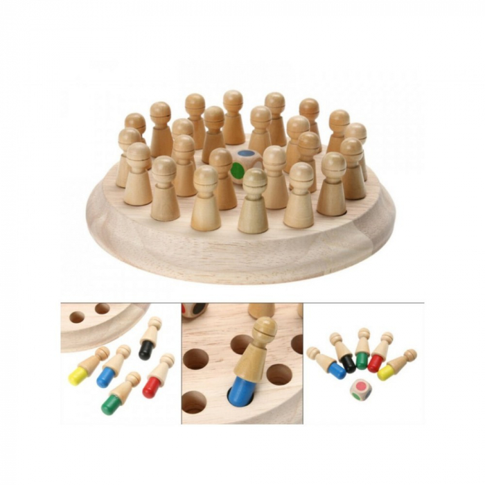 Joc de memorie Memory Chess, cu 24 pini, din lemn [2]