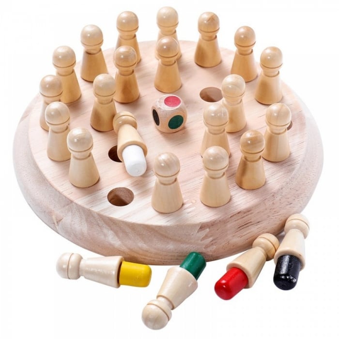 Joc de memorie Memory Chess, cu 24 pini, din lemn [5]