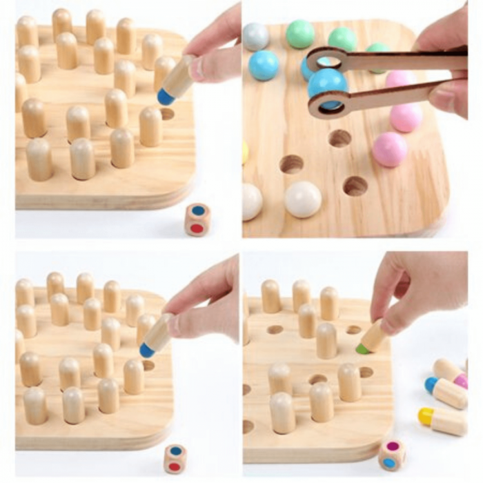 Joc de memorie si dexteritate Square Memory Chess, cu 24 pini, din lemn [4]