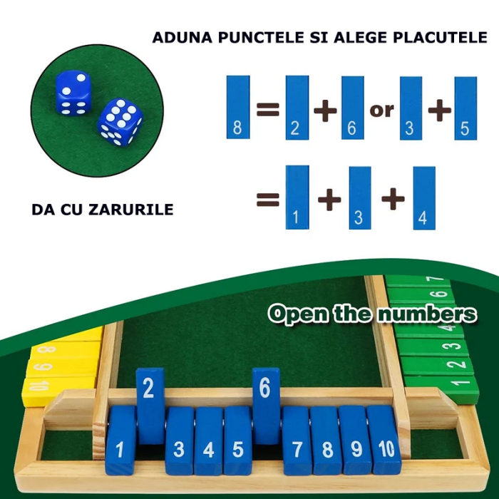Joc de societate, Butoiasele, Intoarce numerele, 1-4 jucatori, din lemn, Color [3]