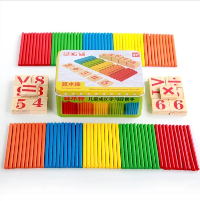 Joc Didactic Set 100 de Betisoare cu Cifre Incluse, din Lemn [2]