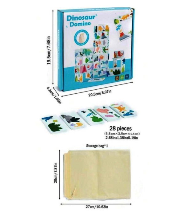Joc Domino 28 piese cu Dinozauri, din lemn [3]