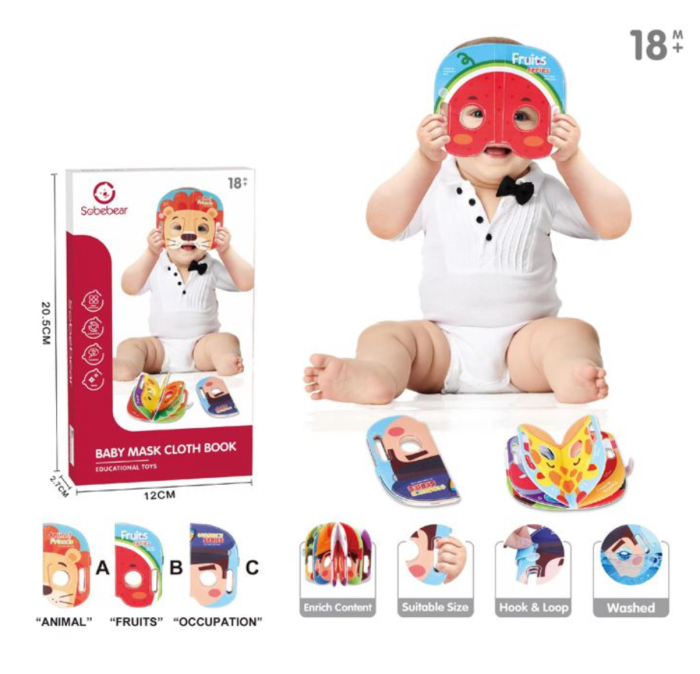 Joc educational si roluri pentru bebelusi - Carte textila cu masti [2]