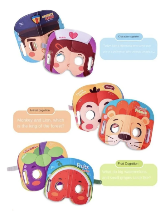 Joc educational si roluri pentru bebelusi - Carte textila cu masti [8]