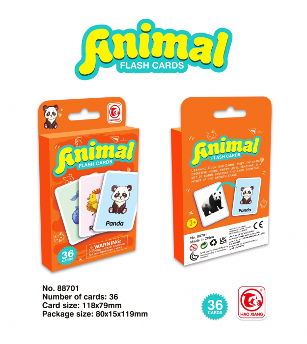 Joc educativ 36 de carduri cognitive, animale domestice si salbatice