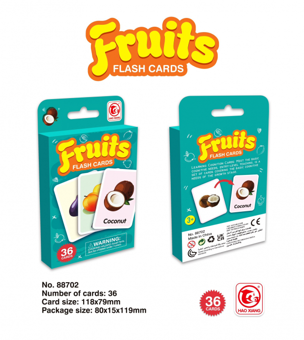 Joc educativ 36 de carduri cognitive, fructe