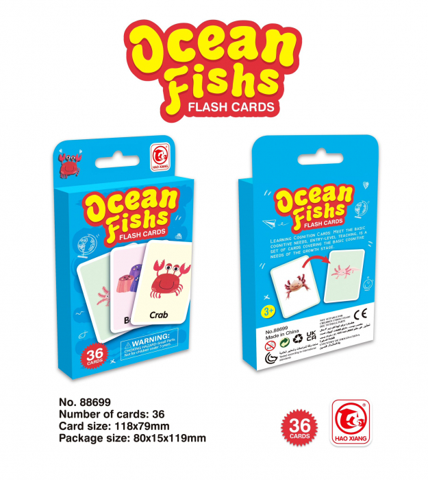 Joc educativ 36 de carduri cognitive, animale marine