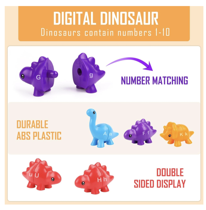 Joc educativ de asociere Alfabetul Dinozaurilor, 13 dinozauri din 26 piese cu litere mari si mici [2]