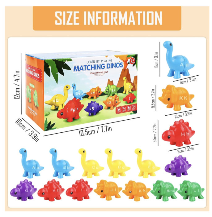 Joc educativ de asociere Alfabetul Dinozaurilor, 13 dinozauri din 26 piese cu litere mari si mici [7]