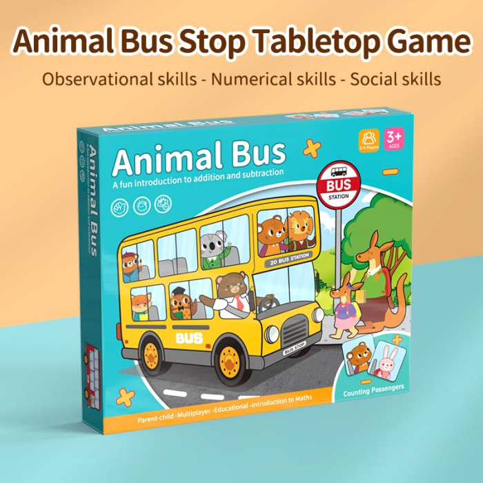 Joc educativ de societate Animal Bus, adunare si scadere cu zar si ruleta, 2-4 jucatori, 3-8 ani [4]