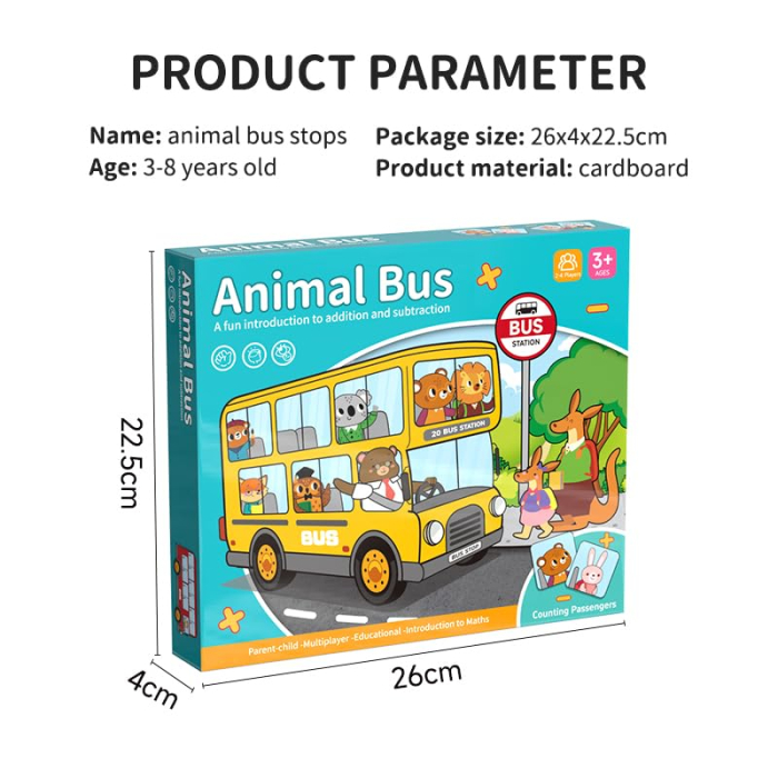 Joc educativ de societate Animal Bus, adunare si scadere cu zar si ruleta, 2-4 jucatori, 3-8 ani [5]