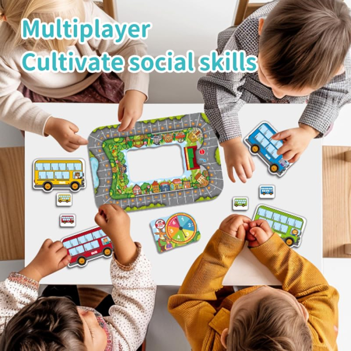 Joc educativ de societate Animal Bus, adunare si scadere cu zar si ruleta, 2-4 jucatori, 3-8 ani [8]