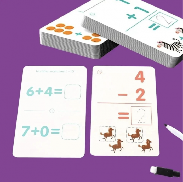 Joc educativ exersare calcule, cu 30 de planse reutilizabile, 4 ani+ [4]