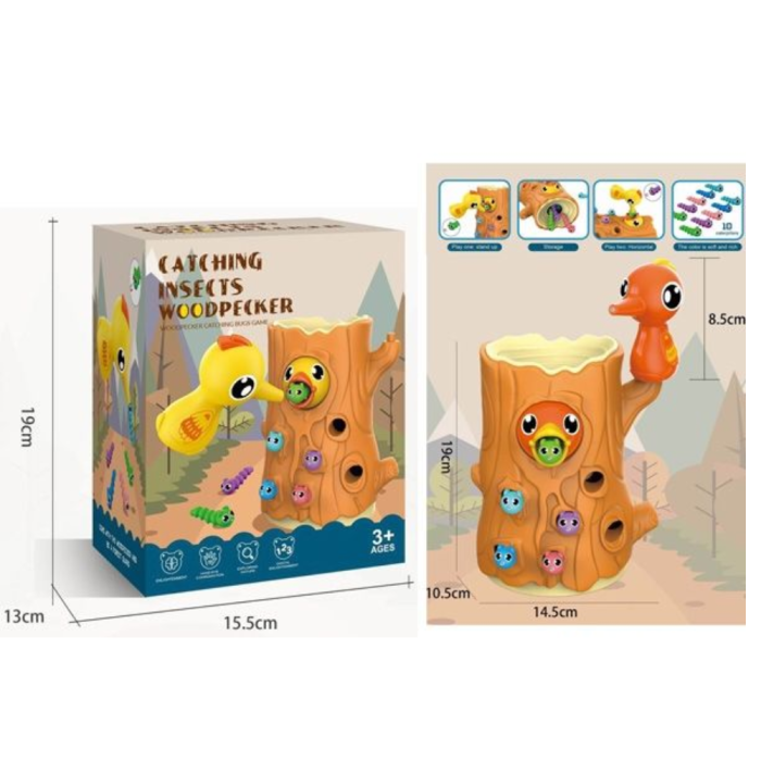 Joc educativ magnetic – Pasarea hraneste puiul, cu 10 viermi colorati [3]