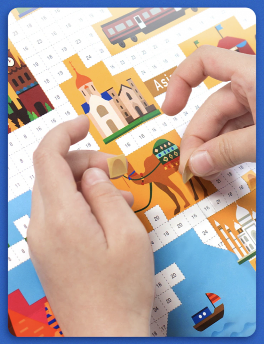 Joc educativ Poster Harta Lumii cu stickere pe numere [5]