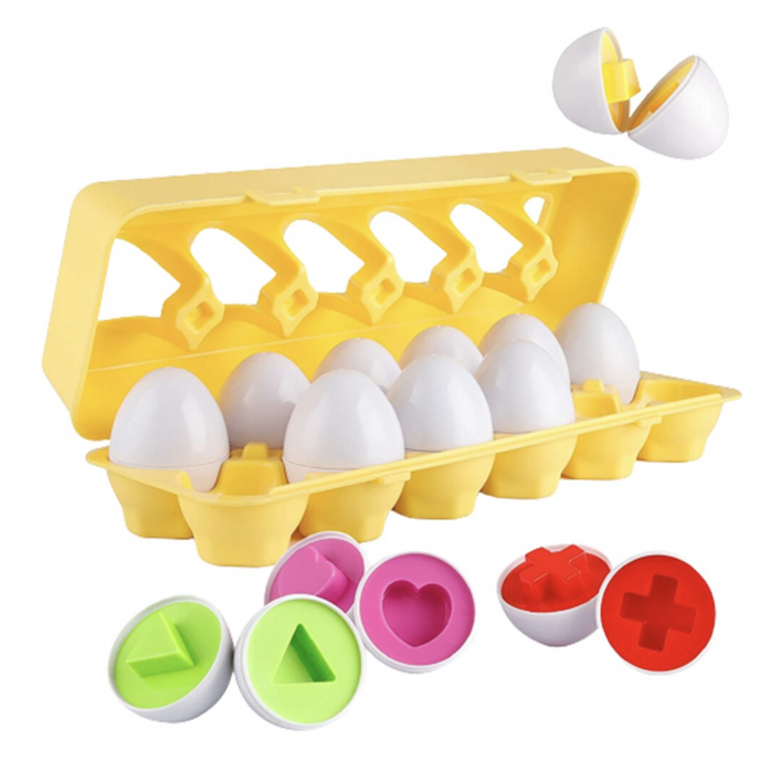 Joc educativ Set 12 oua de potrivit cu forme geometrice [3]
