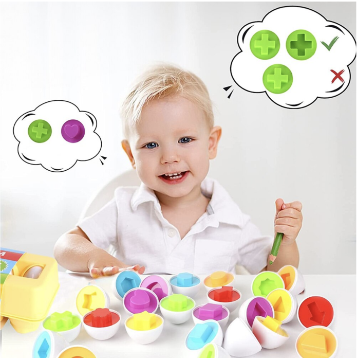 Joc educativ Set 12 oua de potrivit cu forme geometrice [2]