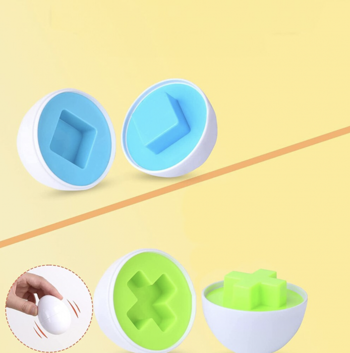 Joc educativ Set 12 oua de potrivit cu forme geometrice [6]