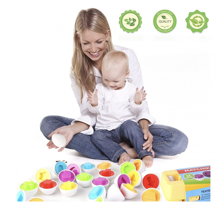 Joc educativ Set 12 oua de potrivit cu forme geometrice [4]