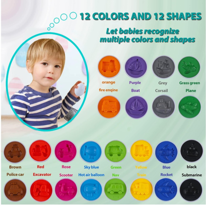 Joc educativ Set 12 oua de potrivit cu forme masinute [3]