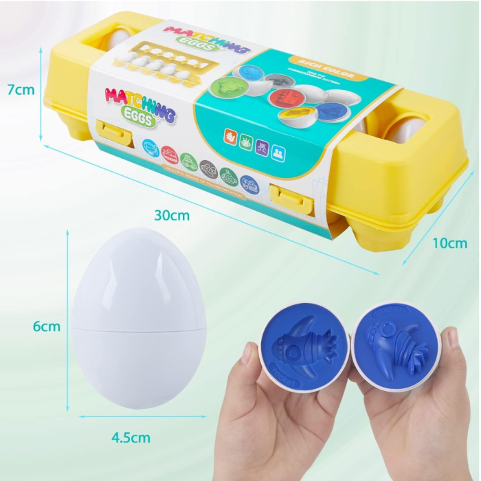 Joc educativ Set 12 oua de potrivit cu forme masinute [5]