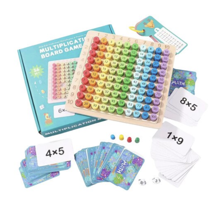 Joc Educativ din Lemn, Tabla Inmultirii Montessori, Multiplication Board Game