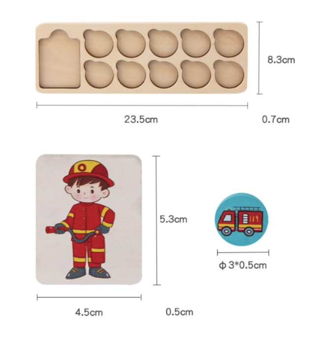 Joc educativ tip Puzzle din lemn – Asociaza meseria cu obiectele [9]