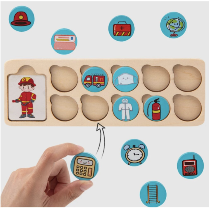 Joc educativ tip Puzzle din lemn – Asociaza meseria cu obiectele [3]