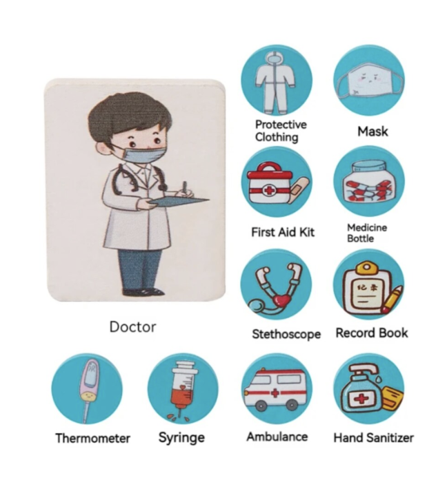 Joc educativ tip Puzzle din lemn – Asociaza meseria cu obiectele [7]